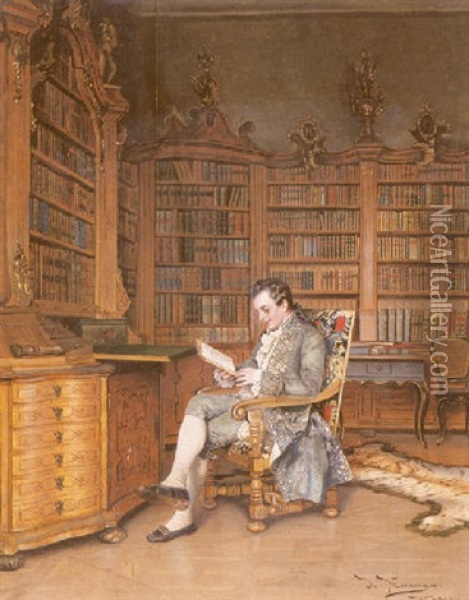 The Bibliophile Oil Painting - Johann Hamza