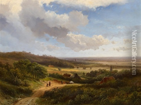 Weite Hollandische Landschaft Im Sommer Oil Painting - Pieter Lodewijk Francisco Kluyver