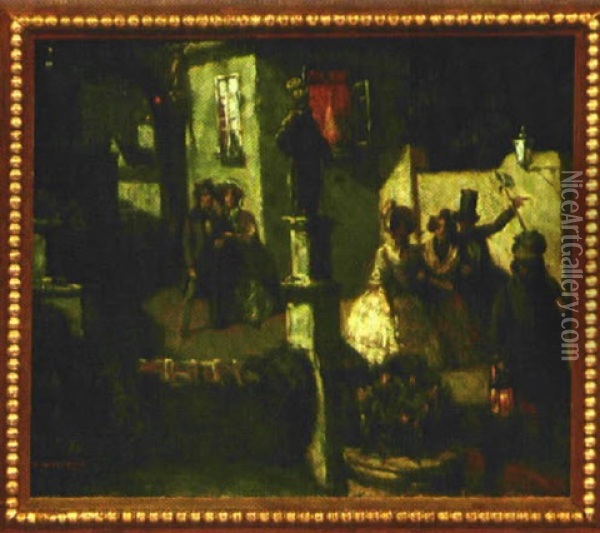 Nachtliche Strasenszene Oil Painting - Alois Wierer