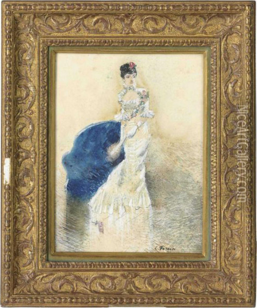 Jeune Femme En Bleu Oil Painting - Jean-Louis Forain