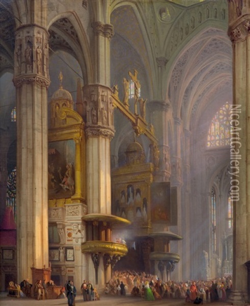 Church Service Oil Painting - Jules Victor Genisson