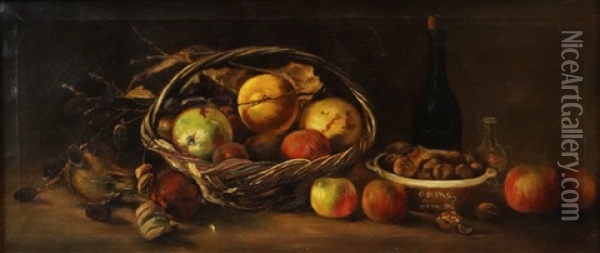 Still Life With Fruit Oil Painting - Constantin Daniel Stahi
