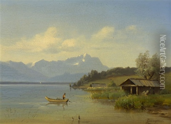 Am Ufer Des Starnberger Sees Oil Painting - Anton Georg Zwengauer the Younger