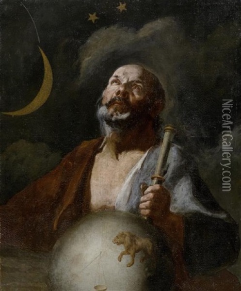 Bildnis Wohl Des Astronomen Ptolemaus Oil Painting - Giuseppe Antonio Petrini