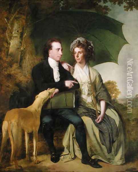 The Rev. and Mrs Thomas Gisborne, of Yoxhall Lodge, Leicestershire, 1786 Oil Painting - Josepf Wright Of Derby