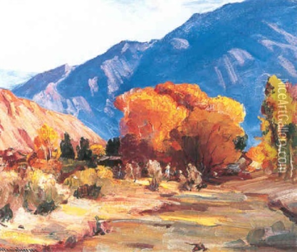 Cottonwood In Desert Oil Painting - Jean Mannheim