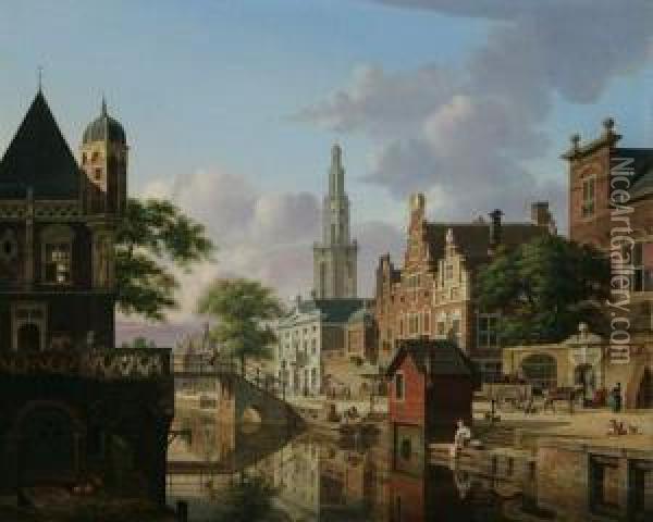 View Of Utrecht Oil Painting - Jan Hendrik Verheijen