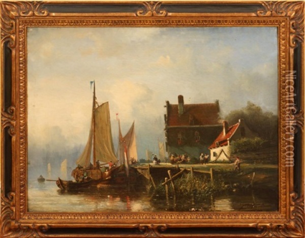 Seaport Scene Oil Painting - Johan Barthold Jongkind