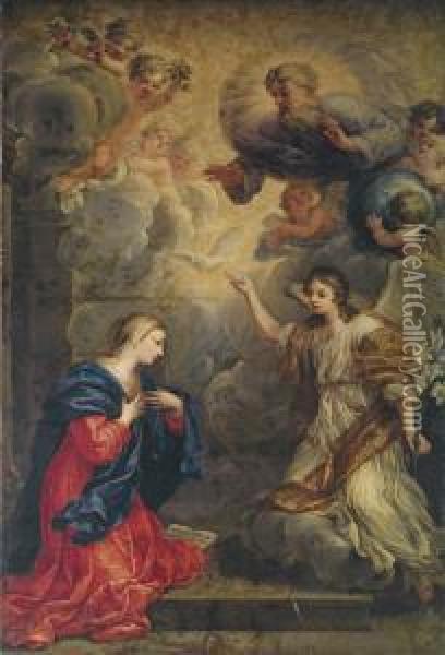 The Annunciation Oil Painting - Ludovico Mazzanti