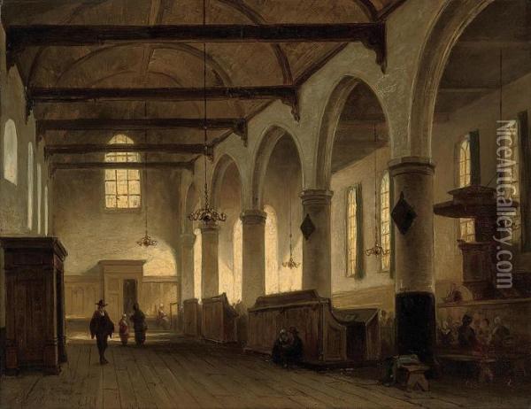 The Bakenesserkerk, Haarlem Oil Painting - Jean-Baptist Tetar Van Elven