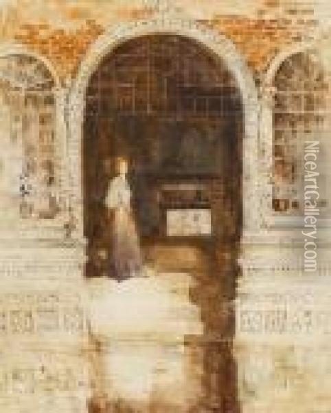 Venetian Doorway Oil Painting - David Young Cameron