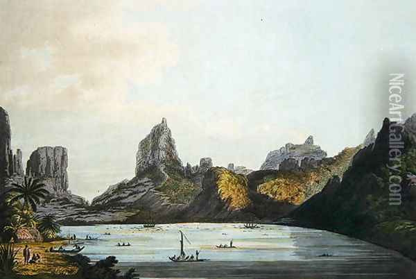 View of the Harbour of Taloo in the Island of Eimeo, from Views in the South Seas, pub. 1789 Oil Painting - John Webber