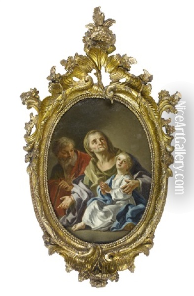 The Virgin With Saints Joachim And Saint Anne Oil Painting - Francesco de Mura
