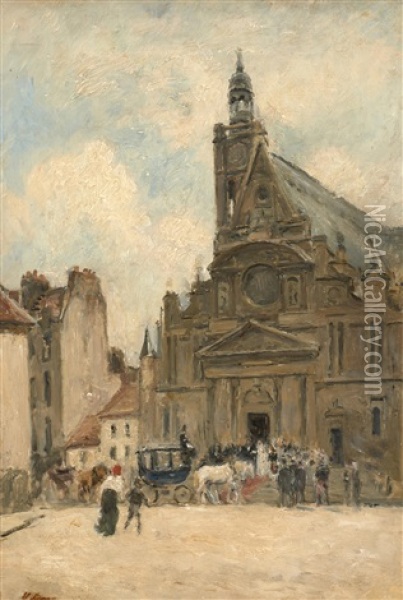 Mariage A Saint-etienne-du-mont Oil Painting - Stanislas Lepine