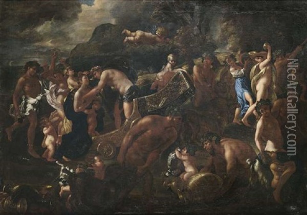 Bacchus Und Ariadne Oil Painting - Nicolas Poussin