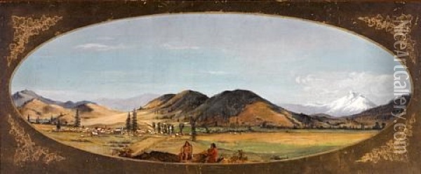 View Of Yreka, California Oil Painting - Ernest Etienne Narjot