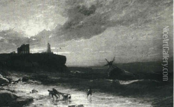 Shipwreck Off Tynemouth Oil Painting - James Francis Danby