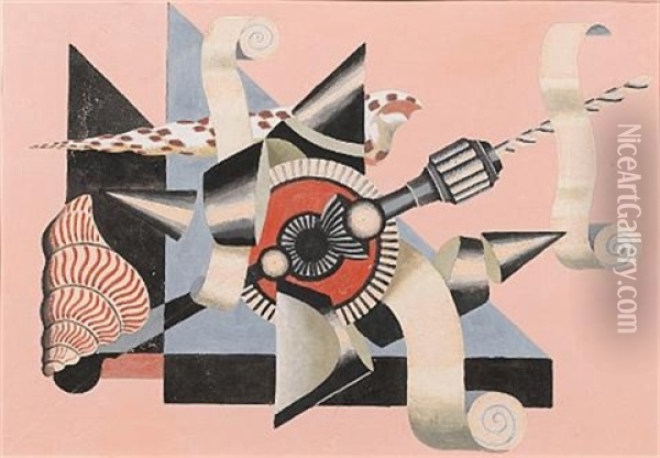 Cones, Spirals And Triangles Oil Painting - Edward Alexander Wadsworth