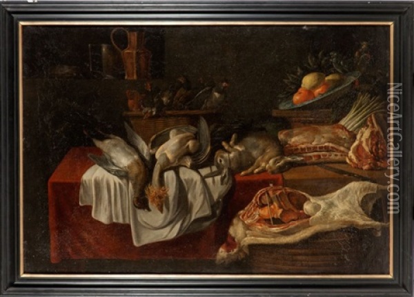 Nature Morte Aux Gibiers Oil Painting - Pieter Van Boucle