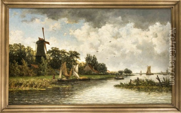 Ansicht Auf Den Kralingse Plas (gewasser Bei Rotterdam) Oil Painting - Cornelis Jan de Vogel