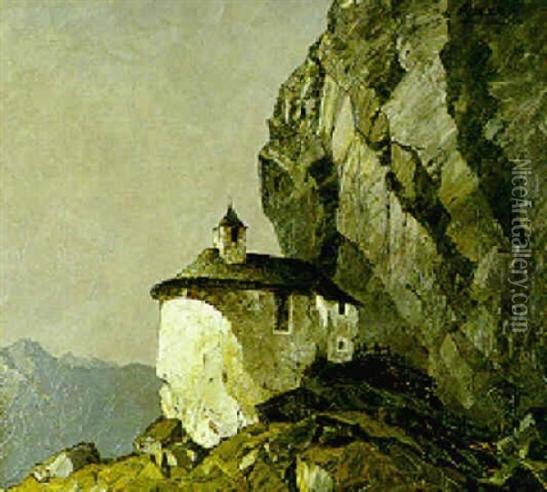 Kirche Im Gebirge Oil Painting - Oskar Mulley