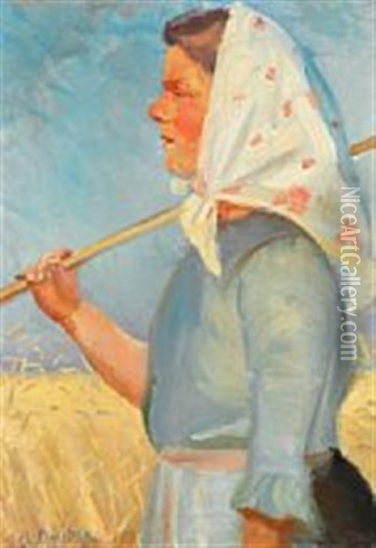 Harvest Girl Oil Painting - Anna Kirstine Ancher