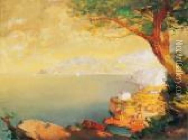 The Bay Of Sorrento Oil Painting - Gyula Hary