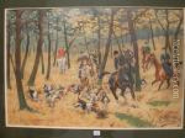 Chasse Au Lievre Oil Painting - Georges Louis Ch. Busson