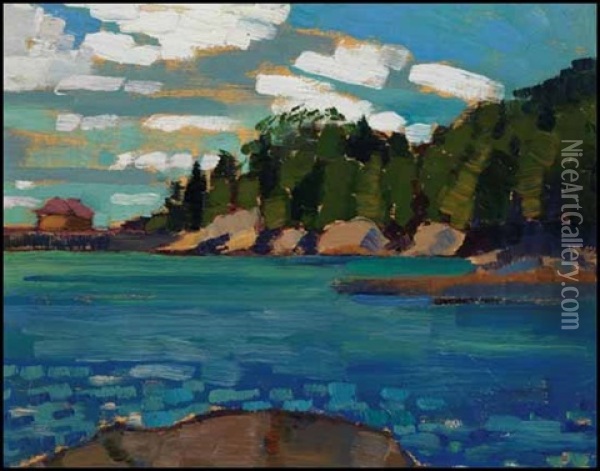 Wharf, Cap A L'aigle, Pq Oil Painting - Sarah Margaret Armour Robertson