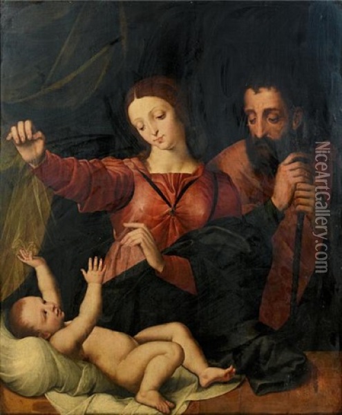 The Holy Family Oil Painting - Michiel Coxie the Elder
