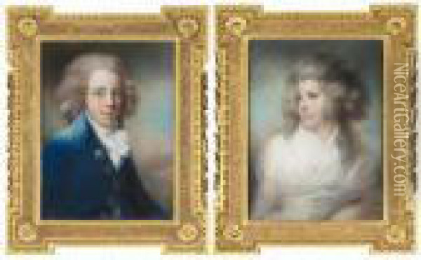 Portrait Of Mr Wilson; Portrait Of Mrs Wilson Oil Painting - John Russell
