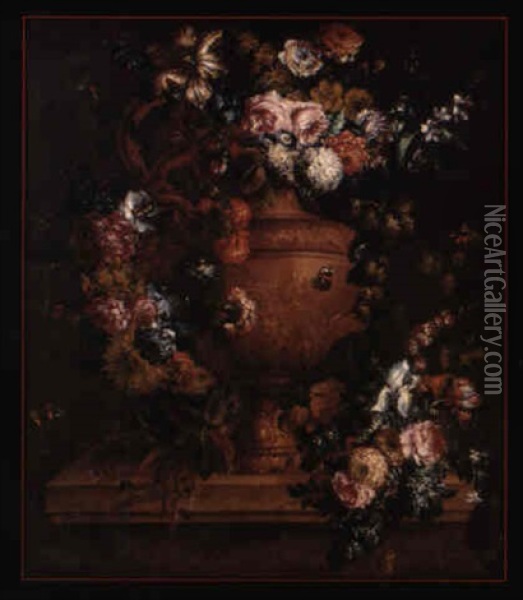 Bouquet De Fleurs Dans Une Vasque Oil Painting - Gasparo Lopez