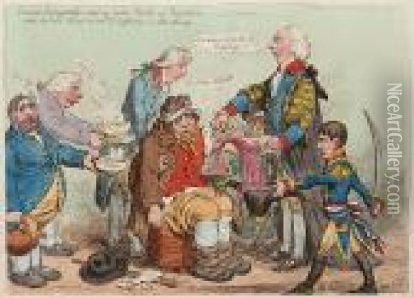 Doctor Sangrado Curing John Bull Of Repletion Oil Painting - James Gillray