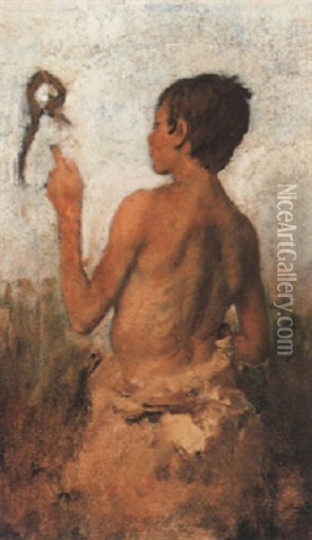 Zigeunerknabe Mit Aufgespiester Schlange Oil Painting - August Xaver Carl von Pettenkofen