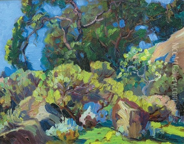 Valley Of Trees And Rocks Oil Painting - Ferdinand Kaufmann