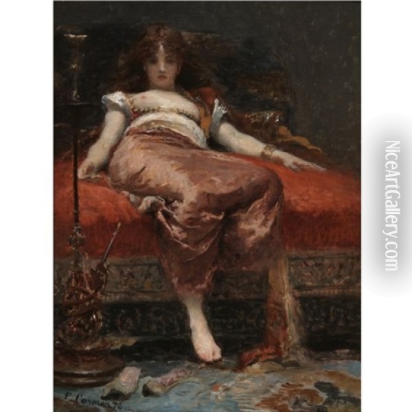 Femme Au Narguile Oil Painting - Fernand Cormon