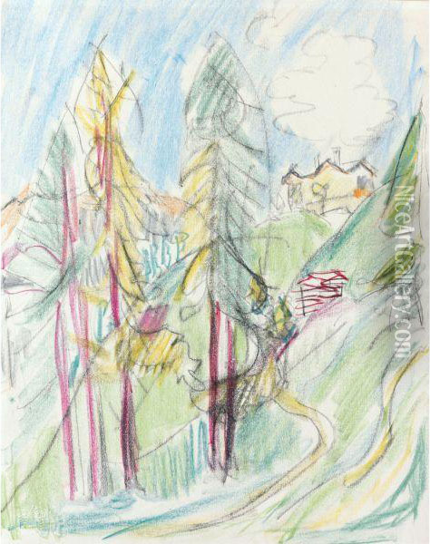 View From The Sertigtal Towards Clavadel And The Stafelalp Oil Painting - Ernst Ludwig Kirchner