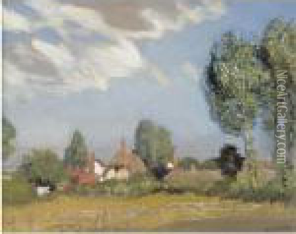 An Essex Village Oil Painting - George Clausen