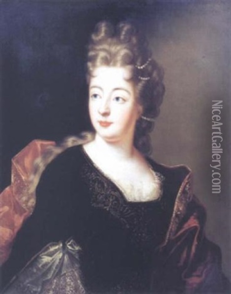 Portrait De Femme Oil Painting - Nicolas de Largilliere