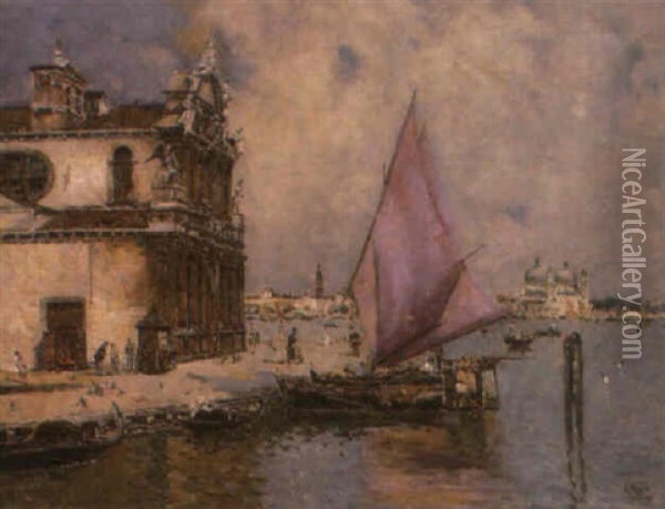 Canal Veneciano Oil Painting - Antonio Maria de Reyna Manescau