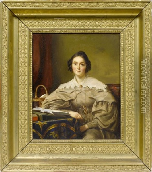 Portrait D'andrienne Constance Cheneviere Nee Bourdillon Oil Painting - Amelie Munnier Romilly