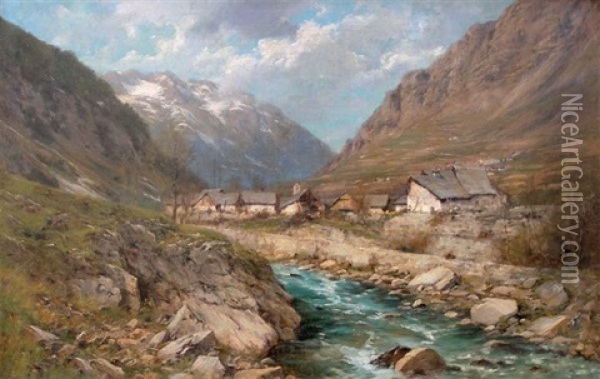 Les Gorges Du Veneon Oil Painting - Charles Alexandre Bertier