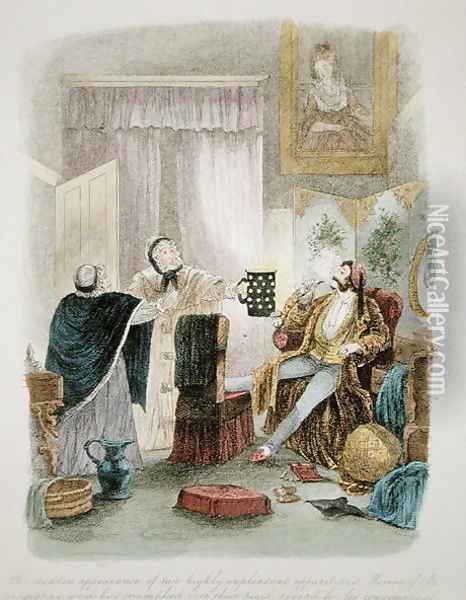 Illustration from Visitation of a London Exquisite to his Maiden Aunts in the Country, published 1859 3 Oil Painting - Theo