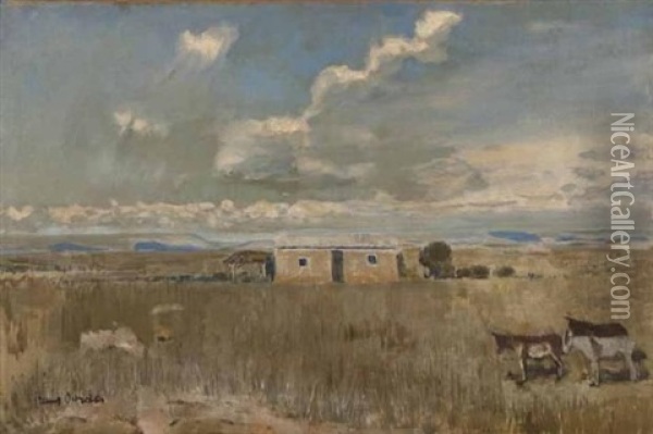 Cattle Beside A Building Oil Painting - Frans David Oerder