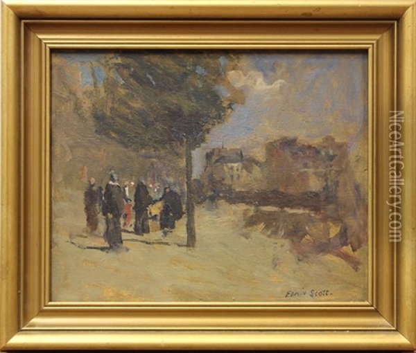 Parisian Street Scene Oil Painting - Edwin Scott