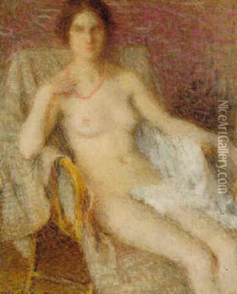 Femme Nue Au Collier De Corail Oil Painting - Ernest Joseph Laurent