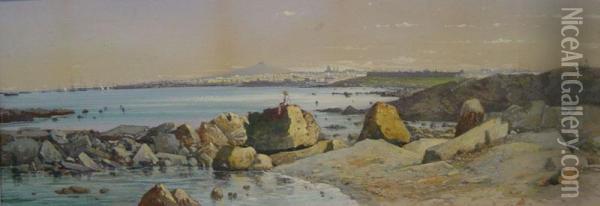 Vista De La Ciudad De Montevideo Y Cerro Oil Painting - Carlos Corsetti