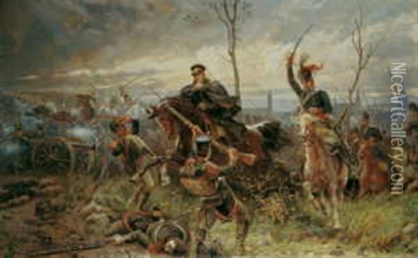 Reiterkampf Bei Mars-la-tour Oil Painting - Elmar von Eschwege