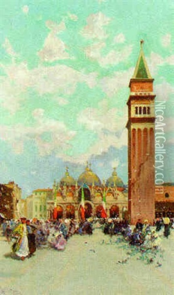 St. Mark's Square, Venice Oil Painting - George Charles Haite