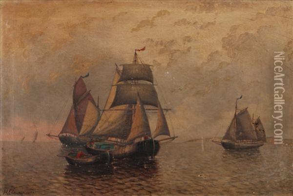 Ships Atanchor Oil Painting - H. Classens